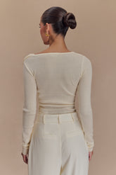 Culver Draped Twist Knit Top - Cream